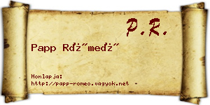 Papp Rómeó névjegykártya