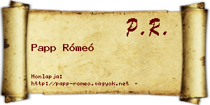 Papp Rómeó névjegykártya